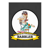 WORLDS GREATEST BABBLER WOMEN CARTOON PERSONALIZED ANNOUNCEMENTS