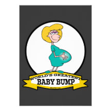 WORLDS GREATEST BABY BUMP WOMEN CARTOON CUSTOM ANNOUNCEMENT