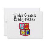 Worlds Greatest Babysitter Blocks invitations