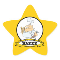 WORLDS GREATEST BAKER MEN CARTOON STAR STICKERS