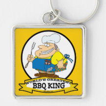 WORLDS GREATEST BBQ KING MEN CARTOON KEYCHAIN