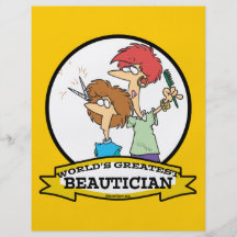WORLDS GREATEST BEAUTICIAN WOMEN CARTOON FLYER