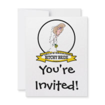 WORLDS GREATEST BITCHY BRIDE CARTOON PERSONALISED INVITATIONS