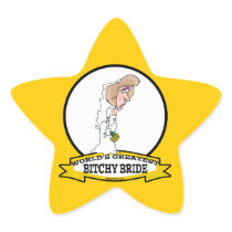 WORLDS GREATEST BITCHY BRIDE CARTOON STAR STICKER