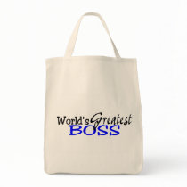 Worlds Greatest Boss Black Blue Tote Bags
