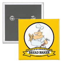 WORLDS GREATEST BREAD BAKER MEN CARTOON BUTTONS