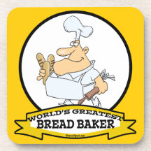WORLDS GREATEST BREAD BAKER MEN CARTOON DRINK COASTER