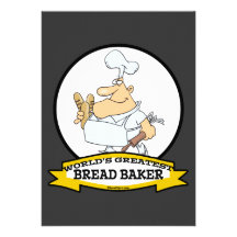 WORLDS GREATEST BREAD BAKER MEN CARTOON PERSONALIZED INVITATION
