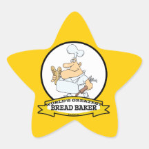 WORLDS GREATEST BREAD BAKER MEN CARTOON STICKERS
