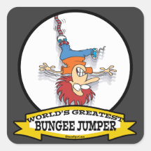 WORLDS GREATEST BUNGEE JUMPER CARTOON SQUARE STICKERS