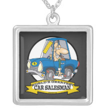 WORLDS GREATEST CAR SALESMAN MEN CARTOON PERSONALISED NECKLACE