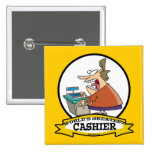 WORLDS GREATEST CASHIER WOMEN CARTOON PINBACK BUTTON
