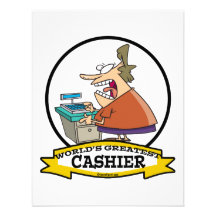 WORLDS GREATEST CASHIER WOMEN CARTOON PERSONALIZED ANNOUNCEMENT