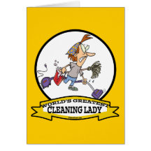 WORLDS GREATEST CLEANING LADY CARTOON CARD