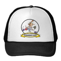 WORLDS GREATEST CLEANING LADY CARTOON MESH HAT