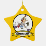 WORLDS GREATEST CLEANING LADY CARTOON CHRISTMAS ORNAMENTS