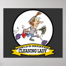WORLDS GREATEST CLEANING LADY CARTOON POSTER