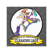 WORLDS GREATEST CLEANING LADY II WOMEN CARTOON CANVAS PRINTS