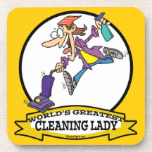 WORLDS GREATEST CLEANING LADY II WOMEN CARTOON COASTERS