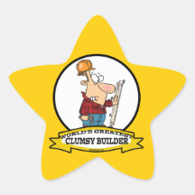 WORLDS GREATEST CLUMSY BUILDER MEN CARTOON STICKERS