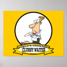 WORLDS GREATEST CLUMSY WAITER MEN CARTOON POSTER
