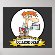 WORLDS GREATEST COLLEGE GRAD MEN CARTOON POSTER