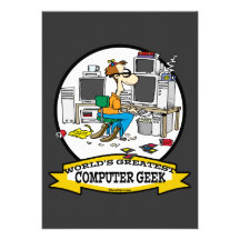 WORLDS GREATEST COMPUTER GEEK MEN CARTOON PERSONALIZED ANNOUNCEMENTS