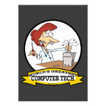 WORLDS GREATEST COMPUTER TECH WOMEN CARTOON PERSONALIZED ANNOUNCEMENT