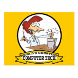 WORLDS GREATEST COMPUTER TECH WOMEN CARTOON POSTCARD