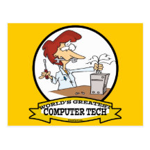 WORLDS GREATEST COMPUTER TECH WOMEN CARTOON POSTCARD