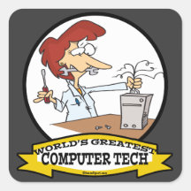 WORLDS GREATEST COMPUTER TECH WOMEN CARTOON STICKER
