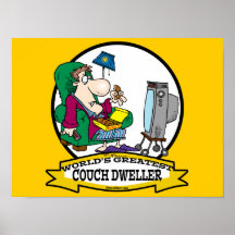 WORLDS GREATEST COUCH DWELLER CARTOON PRINT