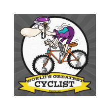 WORLDS GREATEST CYCLIST MEN CARTOON CANVAS PRINT