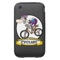 WORLDS GREATEST CYCLIST MEN CARTOON IPHONE 3 TOUGH CASE