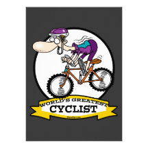 WORLDS GREATEST CYCLIST MEN CARTOON CUSTOM INVITE