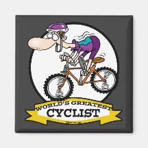 WORLDS GREATEST CYCLIST MEN CARTOON FRIDGE MAGNET