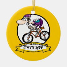 WORLDS GREATEST CYCLIST MEN CARTOON CHRISTMAS TREE ORNAMENT