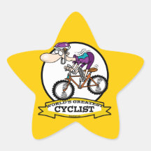 WORLDS GREATEST CYCLIST MEN CARTOON STAR STICKER