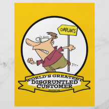 WORLDS GREATEST DISGRUNTLED CUSTOMER MEN CARTOON FULL COLOR FLYER