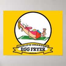 WORLDS GREATEST EGG FRYER SUNBURN MAN CARTOON POSTER