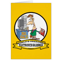 WORLDS GREATEST ELECTRONICS SALESMAN CARTOON GREETING CARD