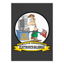 WORLDS GREATEST ELECTRONICS SALESMAN CARTOON INVITE