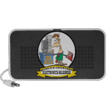WORLDS GREATEST ELECTRONICS SALESMAN CARTOON MP3 SPEAKER