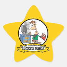 WORLDS GREATEST ELECTRONICS SALESMAN CARTOON STICKER