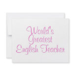 Worlds Greatest English Teacher Pink invitations