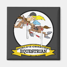 WORLDS GREATEST EQUESTRIAN WOMEN CARTOON REFRIGERATOR MAGNETS