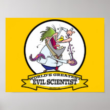 WORLDS GREATEST EVIL SCIENTIST MEN CARTOON PRINT
