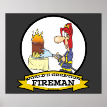 WORLDS GREATEST FIREMAN MEN CARTOON POSTERS
