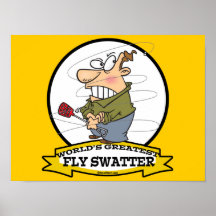 WORLDS GREATEST FLY SWATTER MEN CARTOON PRINT