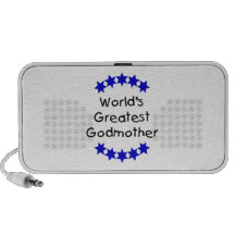 World's Greatest Godmother (dk. blue stars) Travel Speakers